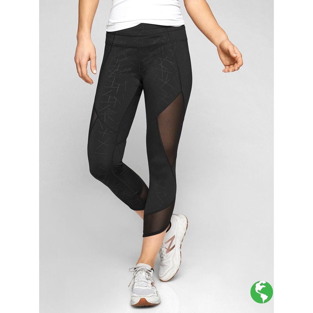 Athleta Size XS Angle Aura Sonar Capri Leggings Geo Print Mesh Black - Picture 3 of 9